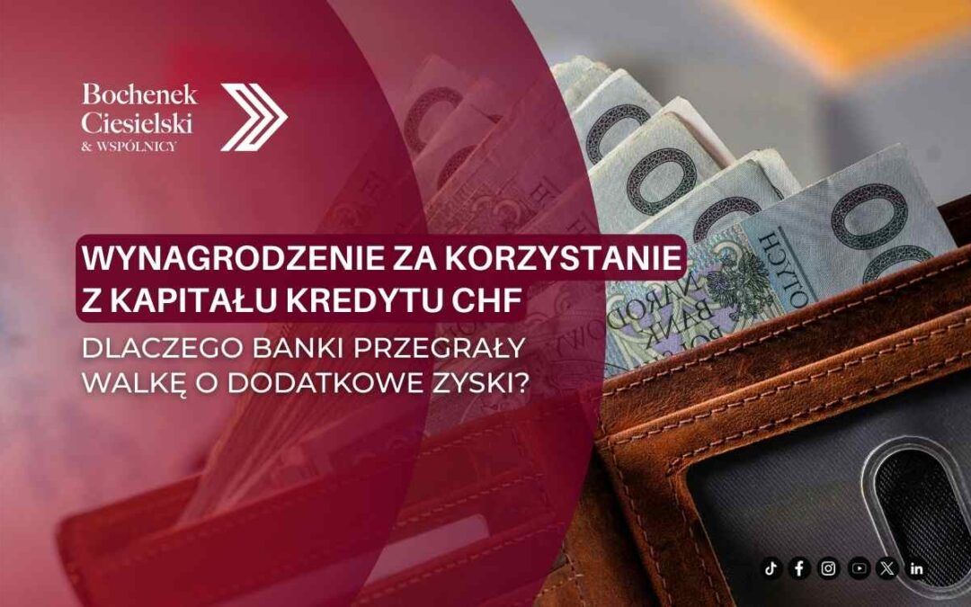 Portfel z banknotami franków szwajcarskich ilustrujący temat wynagrodzenia za korzystanie z kapitału kredytu CHF i sporów banków z kredytobiorcami.