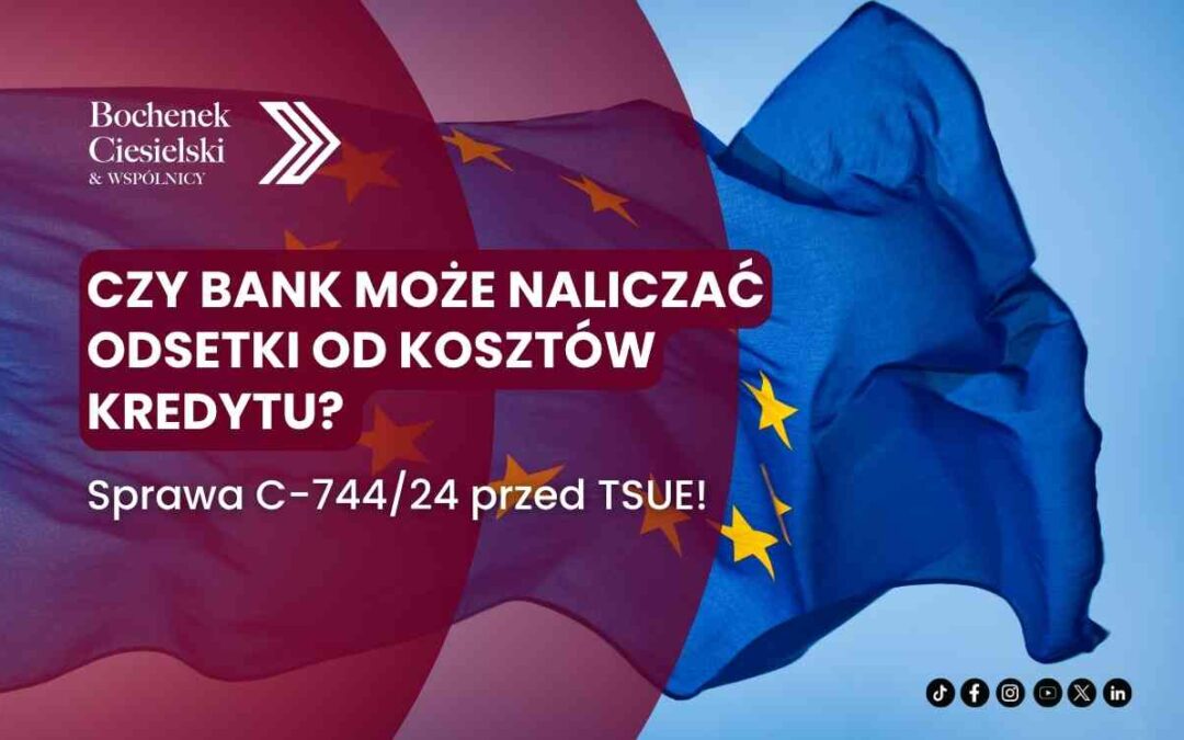 Powiewająca flaga Unii Europejskiej na błękitnym tle.