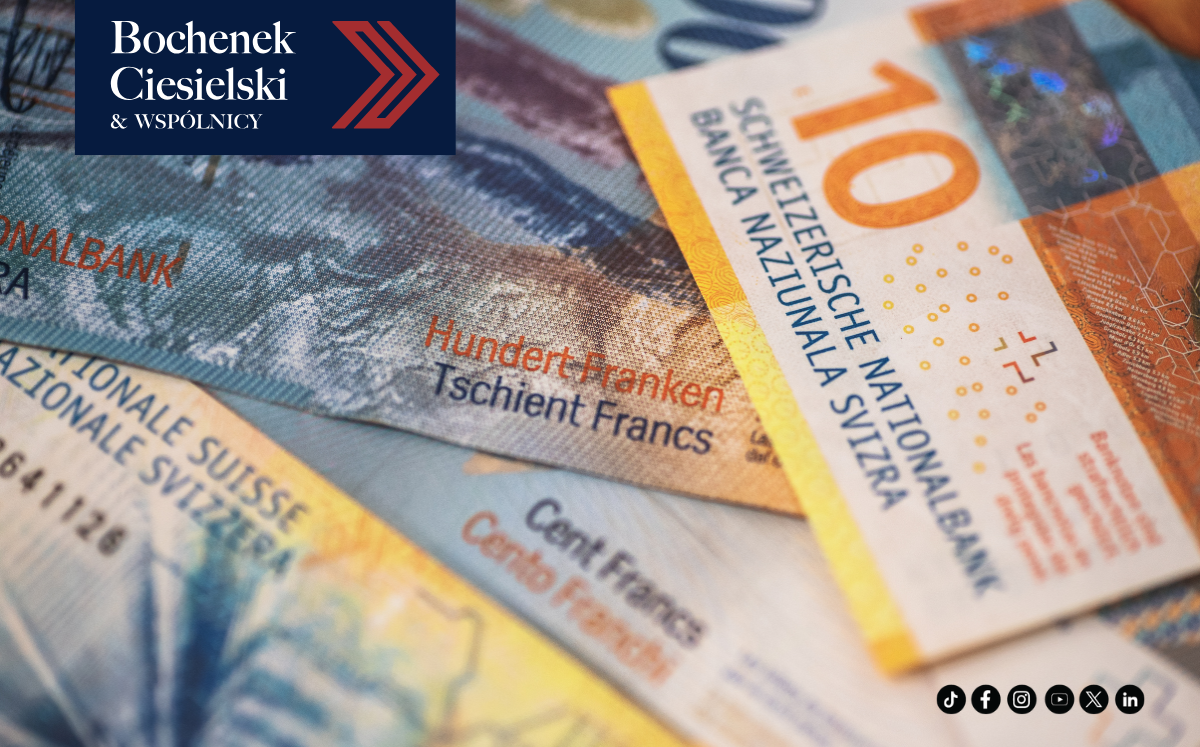 Zbliżenie szwajcarskich banknotów frankowych